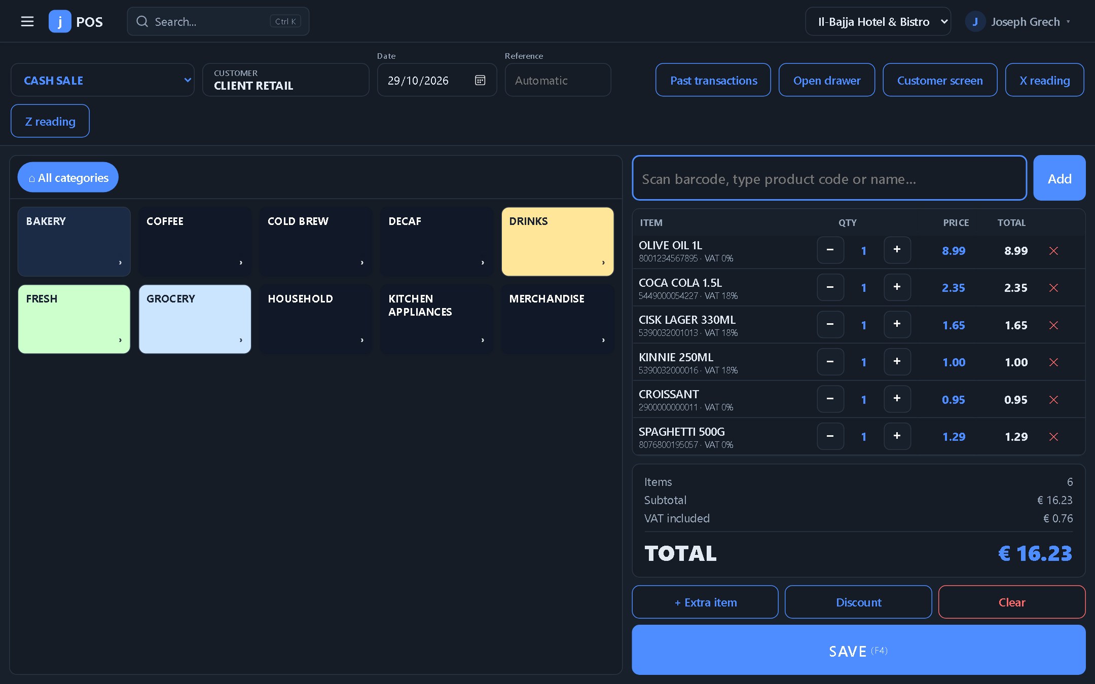 jPOS retail point of sale with a customer's basket